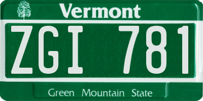 VT license plate ZGI781