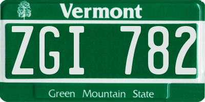 VT license plate ZGI782