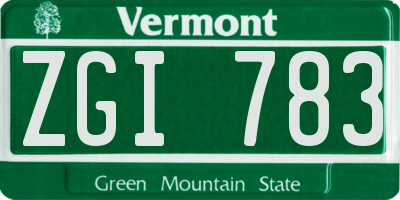 VT license plate ZGI783