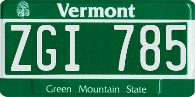 VT license plate ZGI785
