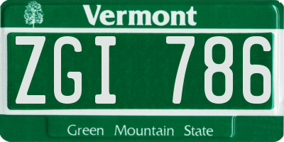 VT license plate ZGI786