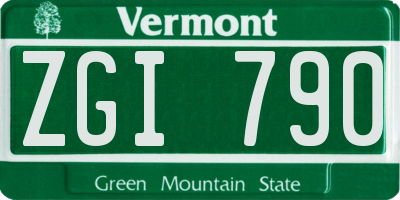 VT license plate ZGI790