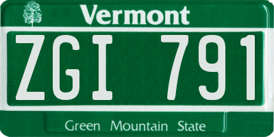 VT license plate ZGI791