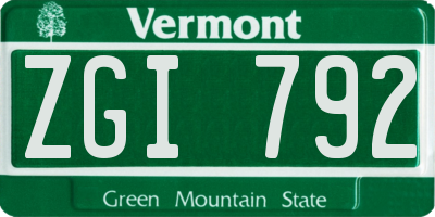 VT license plate ZGI792