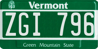VT license plate ZGI796