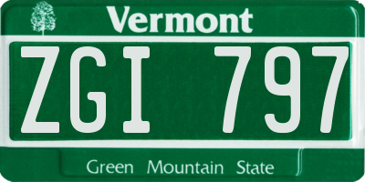 VT license plate ZGI797