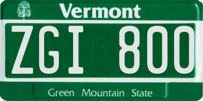 VT license plate ZGI800