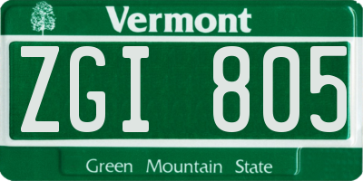 VT license plate ZGI805