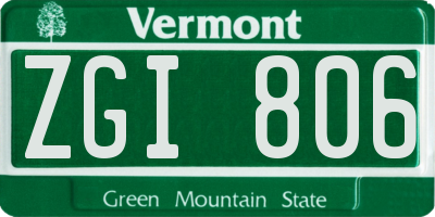 VT license plate ZGI806