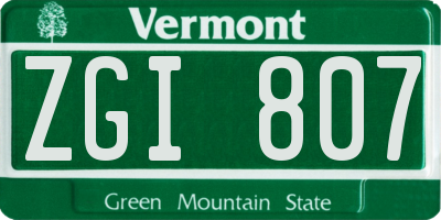 VT license plate ZGI807