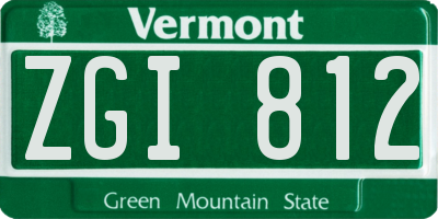 VT license plate ZGI812