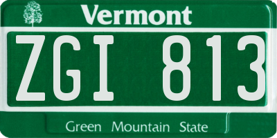 VT license plate ZGI813