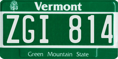 VT license plate ZGI814