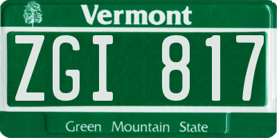 VT license plate ZGI817