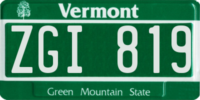VT license plate ZGI819