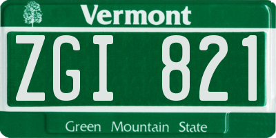 VT license plate ZGI821
