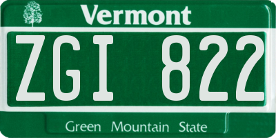VT license plate ZGI822