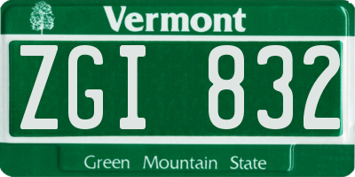 VT license plate ZGI832
