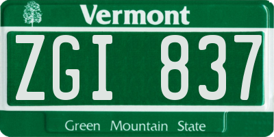 VT license plate ZGI837