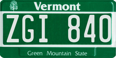 VT license plate ZGI840