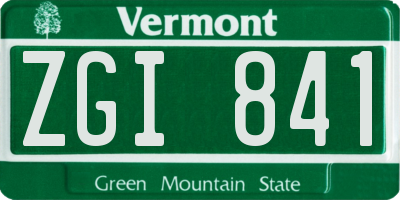 VT license plate ZGI841