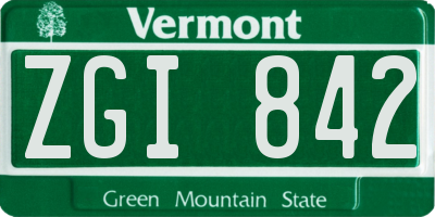 VT license plate ZGI842