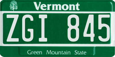 VT license plate ZGI845