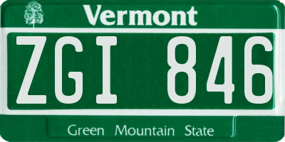 VT license plate ZGI846