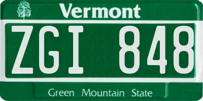 VT license plate ZGI848
