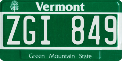VT license plate ZGI849