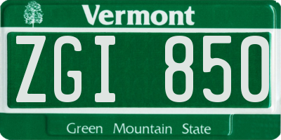 VT license plate ZGI850