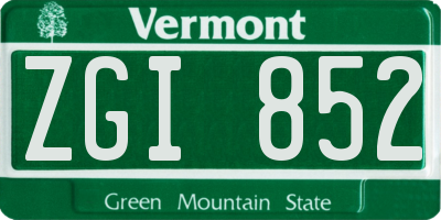 VT license plate ZGI852