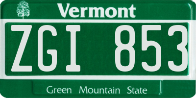 VT license plate ZGI853