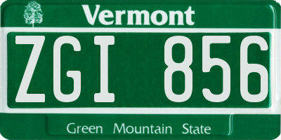 VT license plate ZGI856