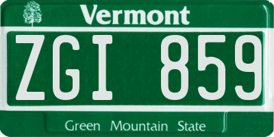 VT license plate ZGI859