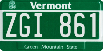 VT license plate ZGI861