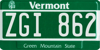 VT license plate ZGI862