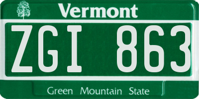 VT license plate ZGI863