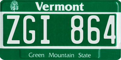 VT license plate ZGI864
