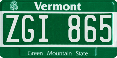VT license plate ZGI865