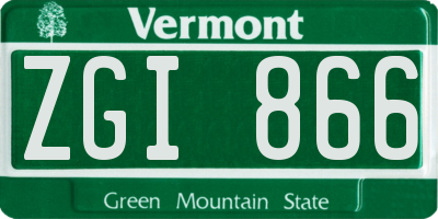 VT license plate ZGI866