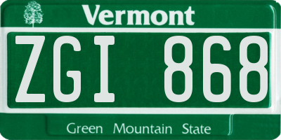 VT license plate ZGI868