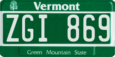 VT license plate ZGI869