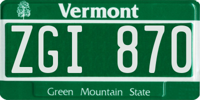 VT license plate ZGI870