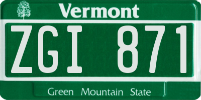 VT license plate ZGI871