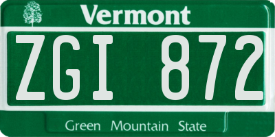 VT license plate ZGI872