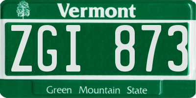 VT license plate ZGI873