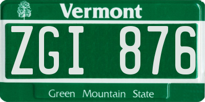 VT license plate ZGI876