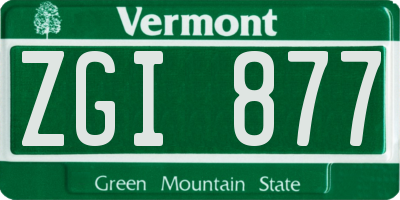 VT license plate ZGI877