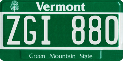 VT license plate ZGI880